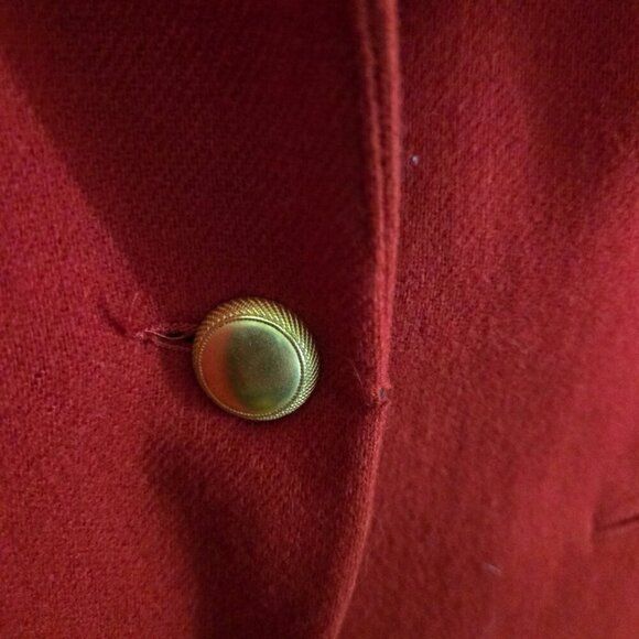 Vintage Red 100% Wool Black Velvet Collar Blazer Size Mp - Picture 3 of 4